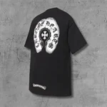 Faded Horseshoe Logo Black T-Shirt - Image 3