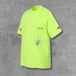 Checker Face Neon Green Pocket T-Shirt - Image 2