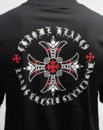 Red Ornate Cross Black T-Shirt - Image 6