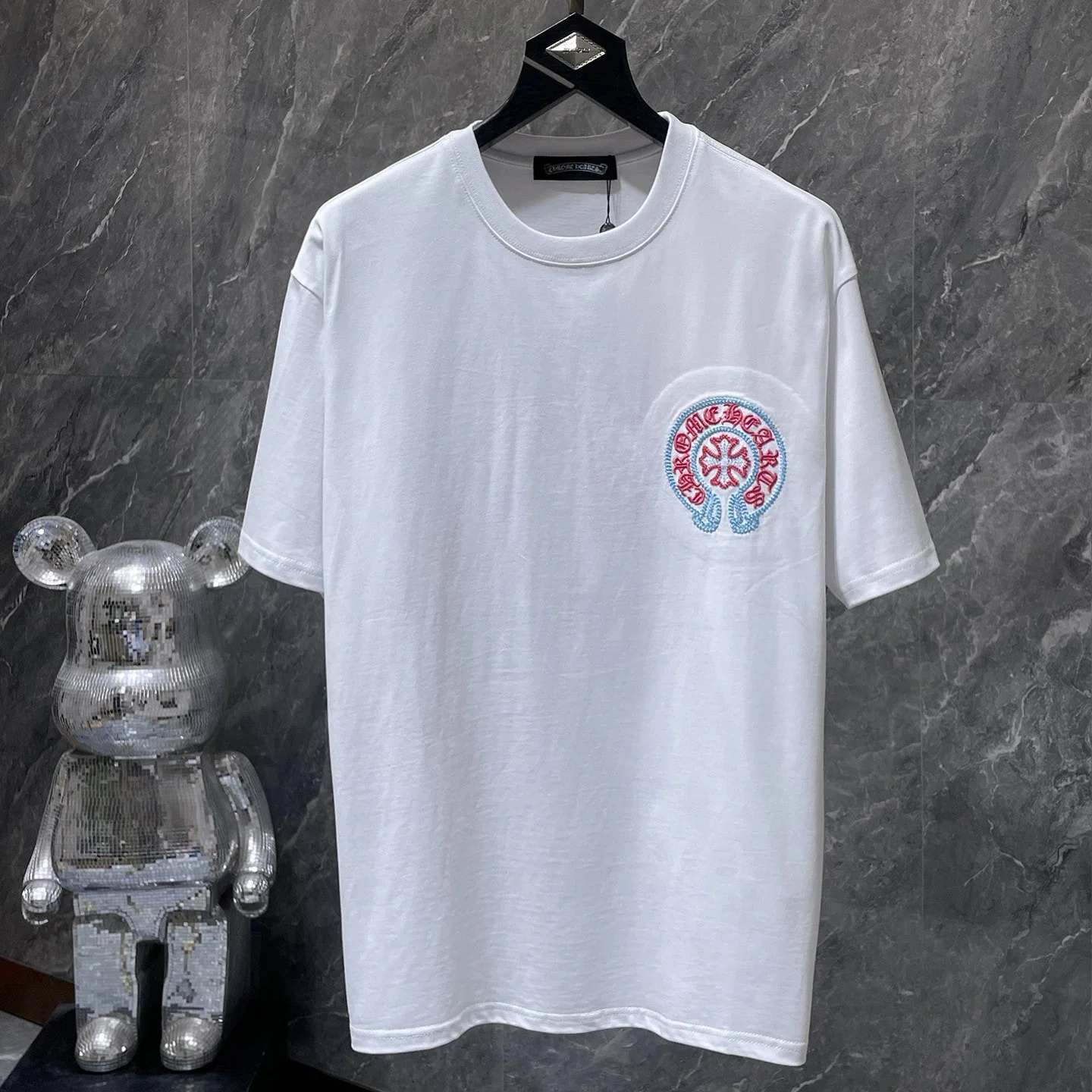 Image_2026-03-11_182317_103 Red & Blue Horseshoe Logo White T-Shirt - Image 1