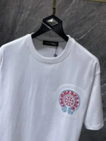 Red & Blue Horseshoe Logo White T-Shirt - Image 3