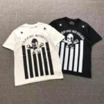 Foti Skull Stripes Black & White T-Shirt - Image 2