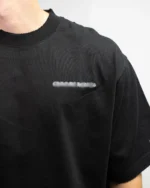 Ripped Collar Typography Logo Black T-Shirt - Image 3