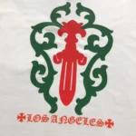 Red & Green Dagger Crest White & Black T-Shirt - Image 5