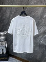 White Embroidered Horseshoe Cross T-Shirt - Image 2