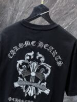 Embroidered Cross Crest Black T-Shirt - Image 3