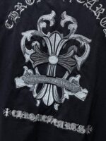 Embroidered Cross Crest Black T-Shirt - Image 4