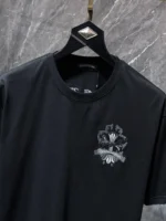 Embroidered Cross Crest Black T-Shirt - Image 5