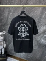Embroidered Cross Crest Black T-Shirt - Image 2