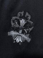Embroidered Cross Crest Black T-Shirt - Image 6