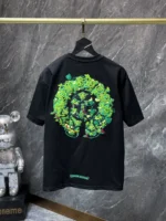 Embroidered Floral Horseshoe Black T-Shirt - Image 2