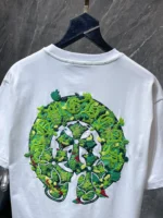 Embroidered Floral Horseshoe White T-Shirt - Image 3