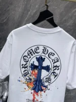 Color Splash Blue Cross White T-Shirt - Image 3
