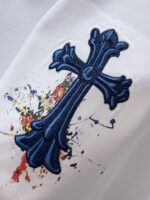 Color Splash Blue Cross White T-Shirt - Image 6