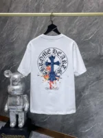 Color Splash Blue Cross White T-Shirt - Image 2