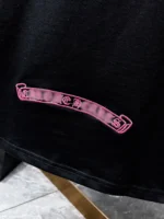 Pink Spray Horseshoe Black T-Shirt - Image 6