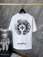 Black Spray Horseshoe White T-Shirt - Image 2