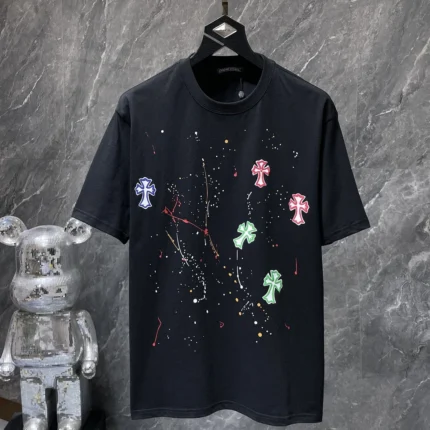 Paint Splatter Cross Black T-Shirt