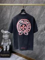 Faded Horseshoe Print Black T-Shirt - Image 2
