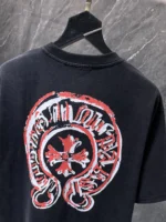 Faded Horseshoe Print Black T-Shirt - Image 3
