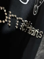 Studded Horseshoe Logo Black T-Shirt - Image 5