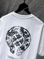 Cross Charm Spray Print Horseshoe White T-Shirt - Image 3