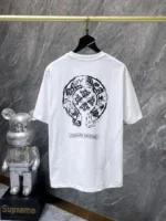 Cross Charm Spray Print Horseshoe White T-Shirt - Image 2