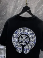 Blue Plaid Horseshoe Black T-Shirt - Image 3