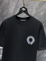 Blue Plaid Horseshoe Black T-Shirt - Image 5