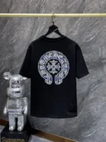 Blue Plaid Horseshoe Black T-Shirt - Image 2