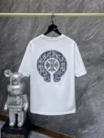 Blue Plaid Horseshoe White T-Shirt - Image 2