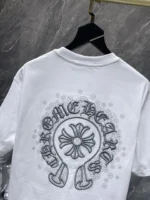 Monochrome Horseshoe Logo White T-Shirt - Image 3