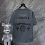 Rhinestone Script Logo Grey T-Shirt - Image 2