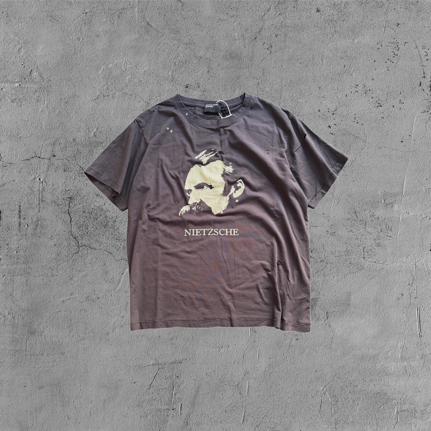 339 ER Distressed Nietzsche Faded Brown T-Shirt - Image 1